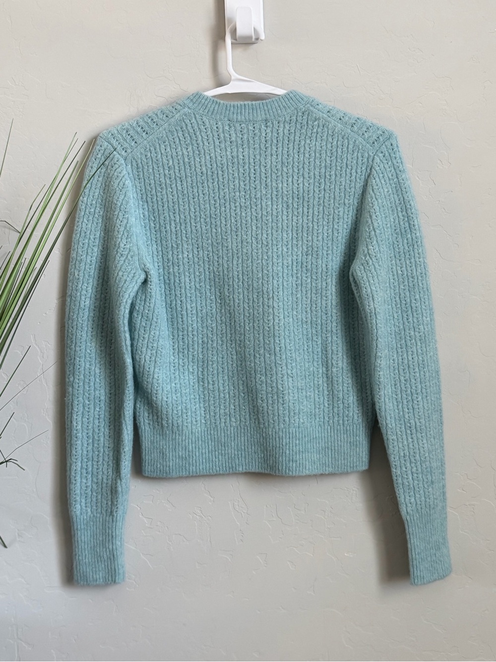 Madewell Alpaca Blend Waffle Knit Cardigan Sweater Pool Blue NWT - Picture 2 of 7